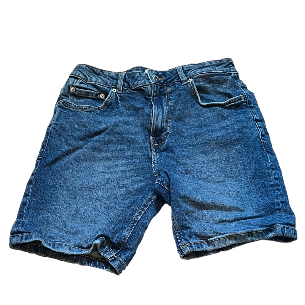 Pull & Bear Men's Blue Slim Denim Shorts